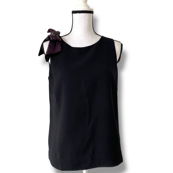 J Crew Sequin Bow Tank Top Shell Sz 4 Black Purple Holiday Top Minimalist - Picture 2 of 14